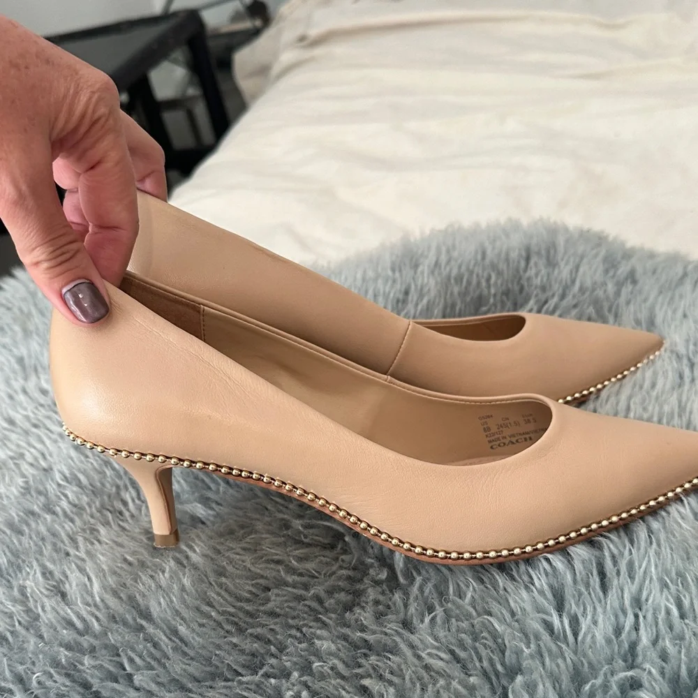 Coach Nude Leather Pointed Flats